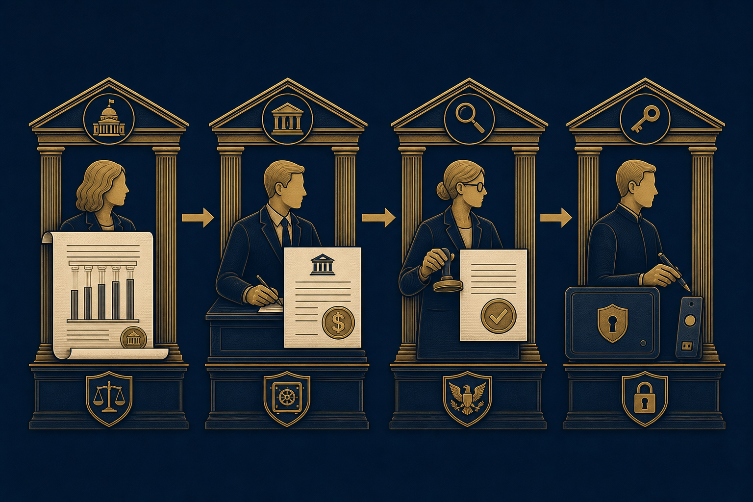 Ilustración: cuatro roles institucionales en el gasto público Bitcoin